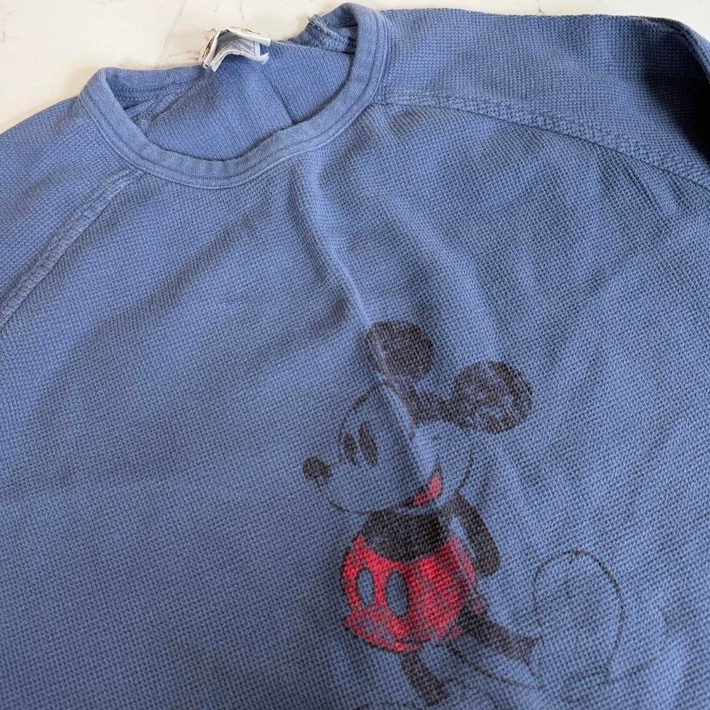 Disney Mickey Mouse Thermal Shirt XXL Blue Long Sleeve Walt Disney World